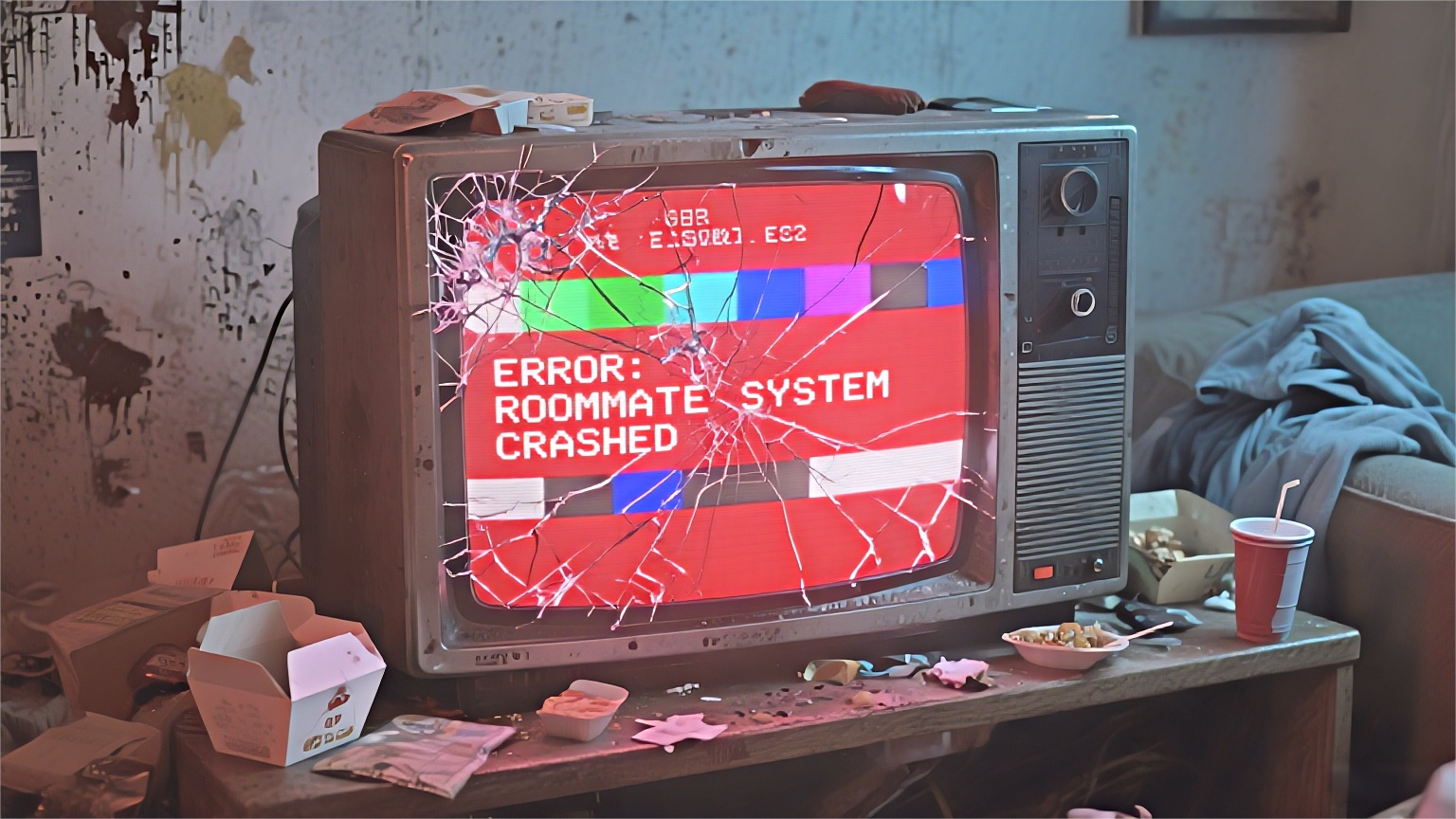 封面图:一个破碎的屏幕或一个显示错误信息的电视
